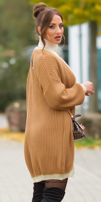 Trendy oversized cardigan bruin